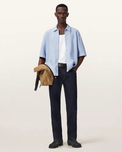 Allsaints Cotton Stallone Oversized Short Sleeve Shirt In Blue