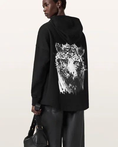 Allsaints Cotton Static Etienne Overzied Hoodie In Black