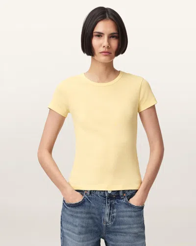 Allsaints Cotton Stevie Slim Fit Short Sleeve T-shirt In Yellow