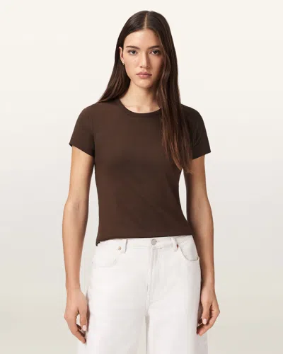 Allsaints Cotton Stevie Slim Fit Short Sleeve T-shirt In Brown