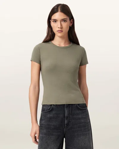 Allsaints Cotton Stevie Slim Fit Short Sleeve T-shirt In Green