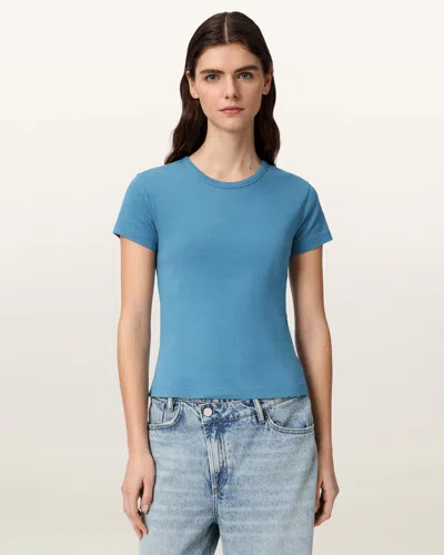 Allsaints Cotton Stevie Slim Fit Short Sleeve T-shirt In Blue