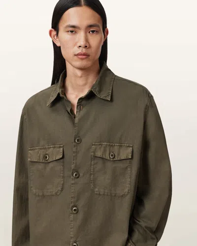 Allsaints Cotton Strand Relaxed Fit Shirt In Green