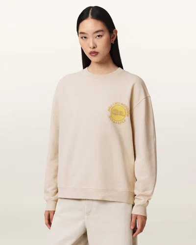 Allsaints Cotton Sun City Etta Oversized Cotton Sweatshirt In White