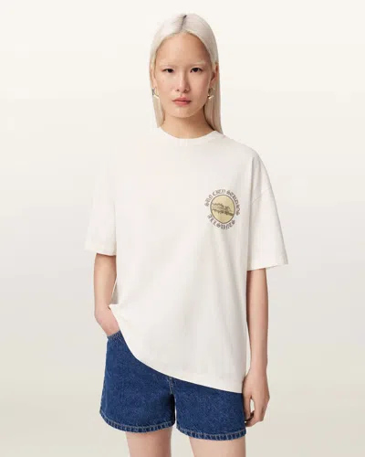 Allsaints Womens Egret White Sun City Oversized Cotton-jersey T-shirt Xs