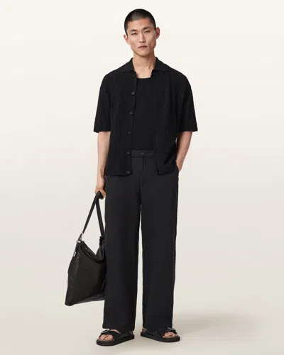 Allsaints Cotton Taiko Loose Fit Trousers In Black