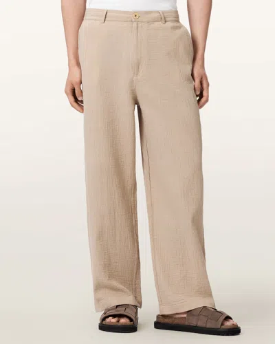 Allsaints Cotton Taiko Loose Fit Trousers In Brown