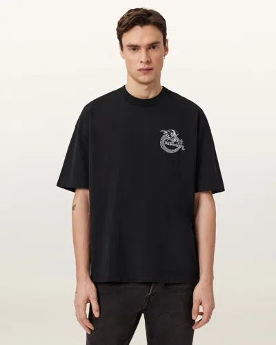 Allsaints Cotton Terra Oversized Graphic T-shirt In Black