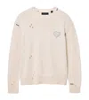 Allsaints Theo Distressed Embroidered Sweater In Neutral