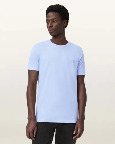 Allsaints Cotton Tonic Crew Neck Slim Ramskull T-shirt In Blue
