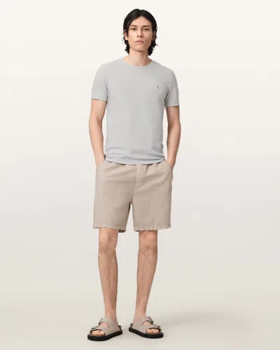Allsaints Cotton Tonic Crew Neck Slim Ramskull T-shirt In Blue