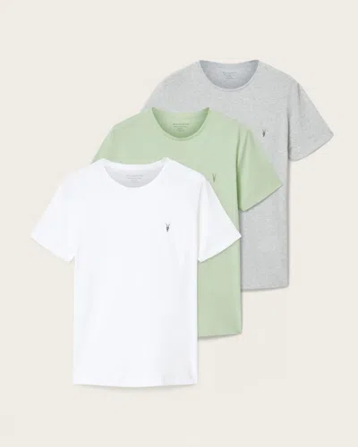 Allsaints Cotton Tonic Crew Neck Slim Ramskull T-shirt In Multi