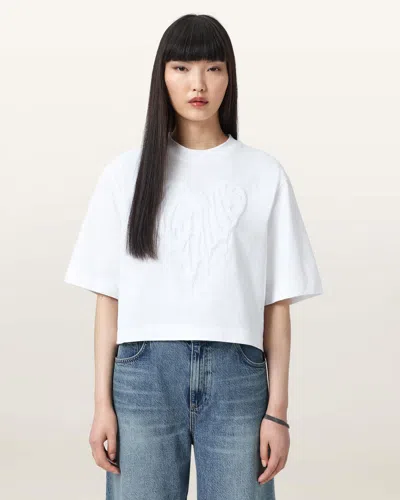 Allsaints Cotton Trip Lottie Cropped T-shirt In White