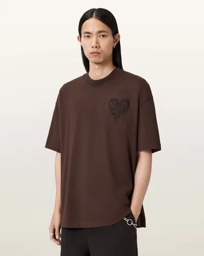 Allsaints Cotton Trip Short Sleeve T-shirt In Brown