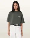 Allsaints Cotton Underground Etta Oversized T-shirt In Green