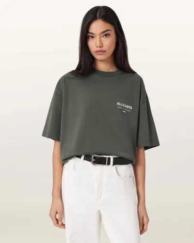 Allsaints Cotton Underground Etta Oversized T-shirt In Green