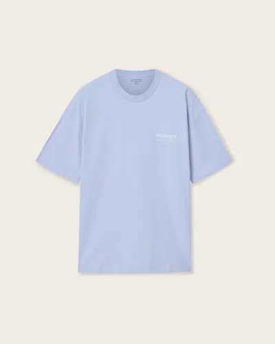 Allsaints Cotton Underground Oversized Crew Neck T-shirt In Blue