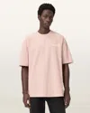 Allsaints Cotton Underground Oversized Crew Neck T-shirt In Pink