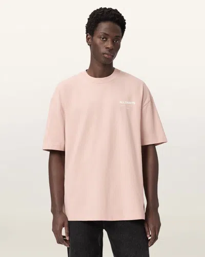 Allsaints Cotton Underground Oversized Crew Neck T-shirt In Pink
