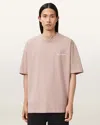 Allsaints Cotton Underground Oversized Crew Neck T-shirt In Pink