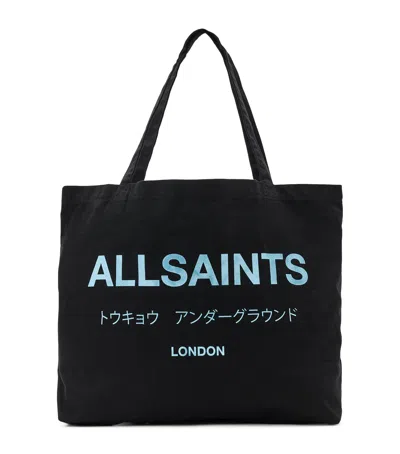 Allsaints Cotton Underground Tote Bag In Black