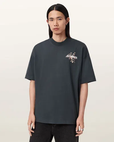 Allsaints Cotton Valen Oversized Graphic T-shirt In Gray