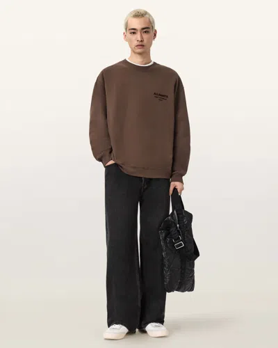 Allsaints Cotton Xander Crew Neck Sweatshirt In Brown