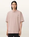 Allsaints Cotton Underground Oversized Crew Neck T-shirt In Pink