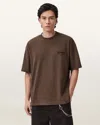 Allsaints Cotton Xander Flocked Logo Oversized T-shirt In Brown