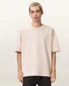 Allsaints Cotton Xander Flocked Logo Oversized T-shirt In Neutral
