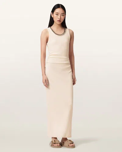 Allsaints Cotton/modal Lucy Sleeveless Bodycon Maxi Dress In Neutral