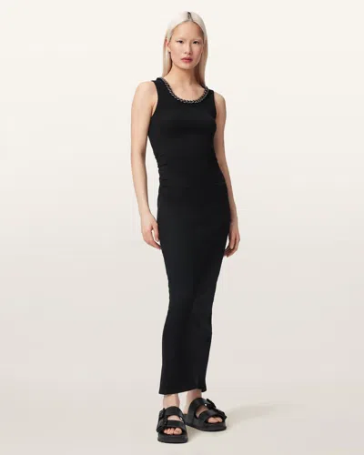 Allsaints Cotton/modal Lucy Sleeveless Bodycon Maxi Dress In Black