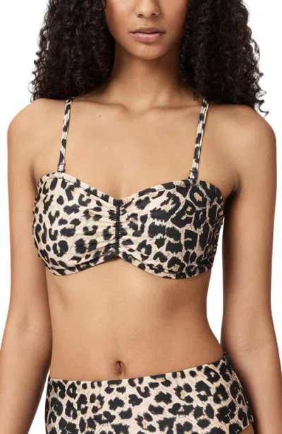 Allsaints Court Bandeau Bikini Top In Animal Print