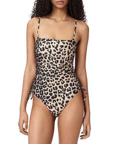 Allsaints Court Side Tie One-piece Swimsuit In Animal Print