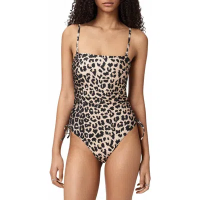 Allsaints Court Side Tie One-piece Swimsuit In Animal Print