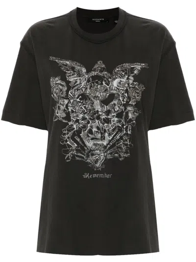 Allsaints Covenant Beaded T-shirt In Grey