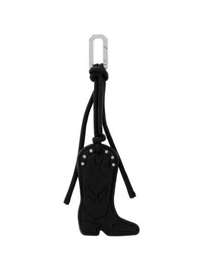 Allsaints Cowboy Leather Keychain In Black