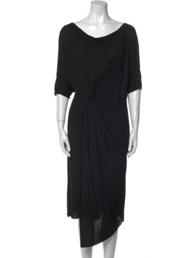 Pre-owned Allsaints Cowl Neck Knee-length Dress In Black