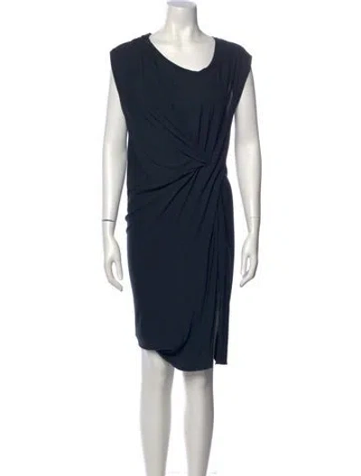 Pre-owned Allsaints Cowl Neck Knee-length Dress In Blue