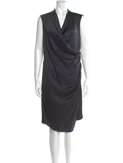 Pre-owned Allsaints Cowl Neck Knee-length Dress In Blue
