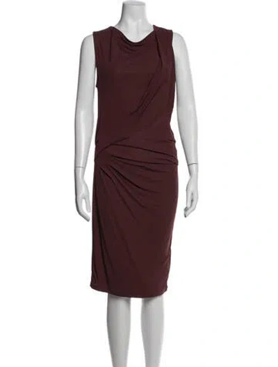 Pre-owned Allsaints Cowl Neck Knee-length Dress In Brown
