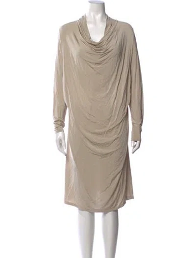 Pre-owned Allsaints Cowl Neck Knee-length Dress In Neutral