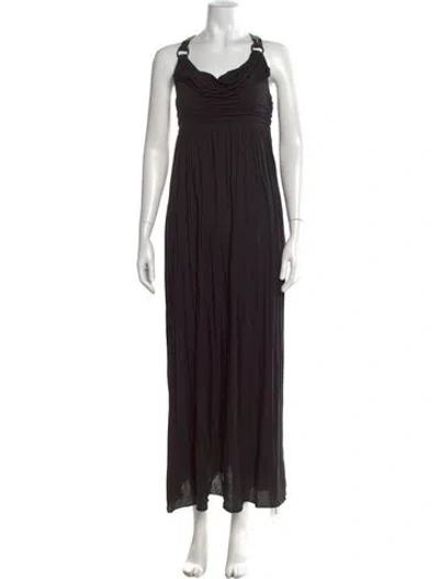 Pre-owned Allsaints Cowl Neck Long Dress In Black