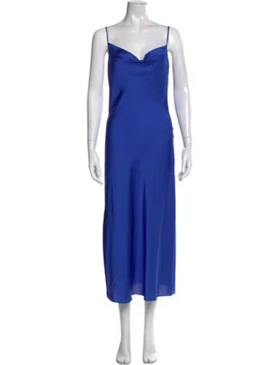 Pre-owned Allsaints Cowl Neck Long Dress In Blue