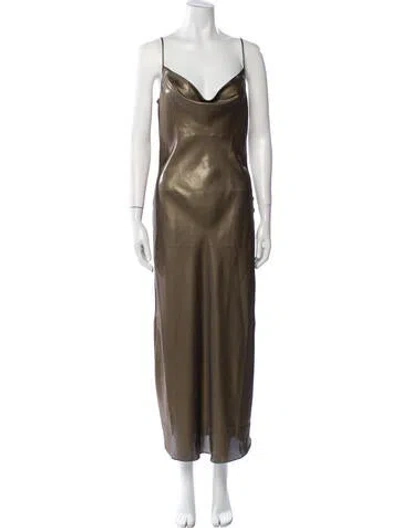 Pre-owned Allsaints Cowl Neck Long Dress In Brown