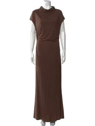 Pre-owned Allsaints Cowl Neck Long Dress In Brown