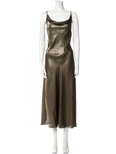 Pre-owned Allsaints Cowl Neck Long Dress In Gold