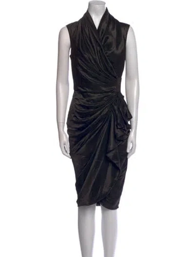 Pre-owned Allsaints Cowl Neck Midi Length Dress In Black