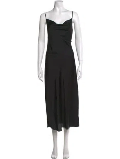 Pre-owned Allsaints Cowl Neck Midi Length Dress In Black