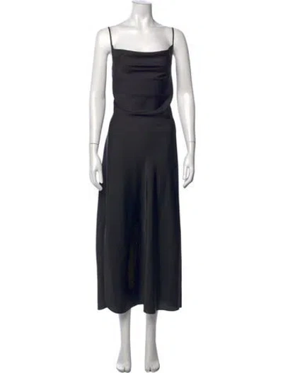 Pre-owned Allsaints Cowl Neck Midi Length Dress In Black